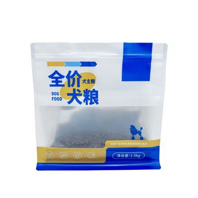 kaufen 1.5kg kundenspezifische, einseitige, matte, klare, einseitige, aus Aluminiumfolie ausgekleidete Versuchsbeutel für Hundefutter mit flacher Unterseite, wieder verschlossenem Reißverschluss online manufacture