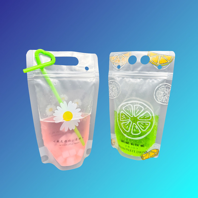 kaufen 500 ml schöne Daisy Orange Design Frosted Clear Stand Up Plastik Trinktüten mit 2,4 Zoll Boden Gusset und Ziplock online manufacture