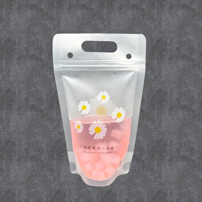 kaufen Daisy Flower Design Stehen Saftbeutel Reißverschluss Smoothie Taschen für Erwachsene Warme und kalte Getränke Alkohol mit Strohhalmen online manufacture