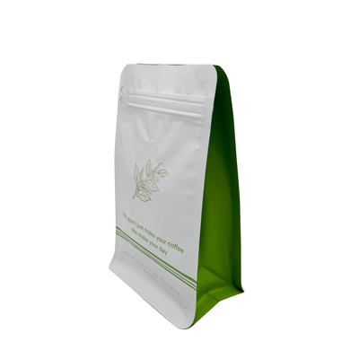 kaufen 250g Flat Box Quadrat Boden Kaffeebeutel mit Ventil und Rip Zip Luxus matte weiße Aluminiumfolie beschichtet online manufacture