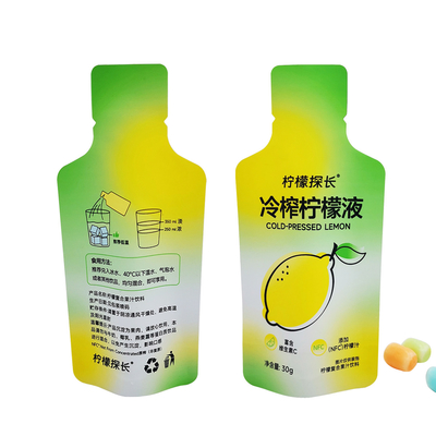 kaufen Custom gedruckte geruchsfeste Flasche in Form von Stehbeutel Taschen mit Folie ausgekleidet Tränenstrich für Zitronensaft Getränke Verpackung online manufacture
