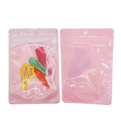 kaufen Einseitig gedruckte rosa Farbe Klarbeutel Plastiktüten mit Reißverschluss mit Hangloch für Süßigkeiten, Kekse, Zubehör online manufacture