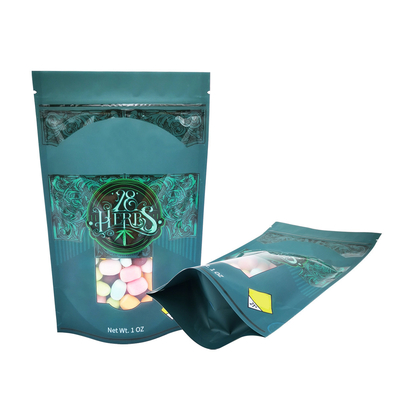 kaufen 1 OZ Matte Spot UV-Druck Stand-Up-Taschen mit wieder verschließbarem Ziplock und Fenster für Unkraut, Kräuter, Süßigkeiten Verpackung online manufacture