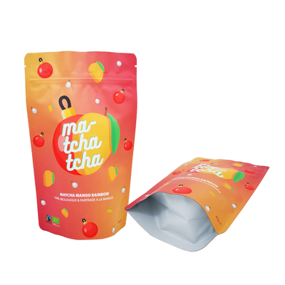 kaufen Regenbogen Design Elegante Matte Folie Liner Plastik Stand Up Taschen kundenspezifisch mit Reißverschluss für Matcha Mango Pulver online manufacture
