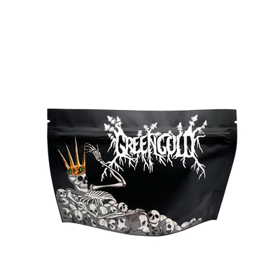 kaufen Niedriges MOQ Matte Schwarze Oberfläche UV Glanzöldruck Stand-up Mylar-Taschen für Unkraut-Blumen-Süße online manufacture