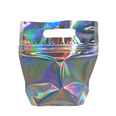 kaufen Custom Mylar Holographische wieder verschließbare Taschen Geruchssicherung Folie Ziplock Taschen mit Griffloch für Party Favor Lebensmittellager online manufacture