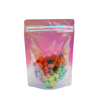 kaufen Custom Rainbow Holographic Pink Farbe Stand Up Taschen mit wieder verschließbarem Reißverschluss für Verpackung von Lebensmitteln, Süßigkeiten, Accessoires, online manufacture