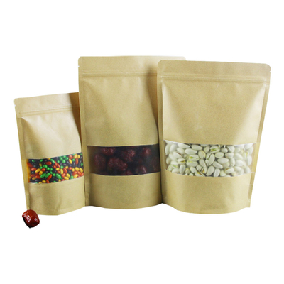 kaufen Wasserdichte Kunststoff-Laminat-Ziplock-Braun-Kraftbeutel mit Fenster für die Lagerung von Tee, Kaffeebohnen und Lebensmittelverpackungen online manufacture