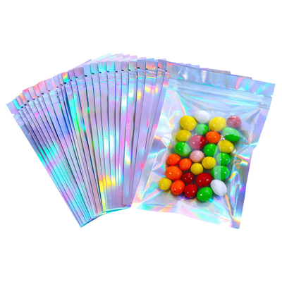 kaufen Wärmeversiegelbare, wiederversiegelbare, holographische Mylar-Taschen mit wieder verschließbarem Ziplock für die Verpackung von Lebensmitteln Mehrzwecklager online manufacture