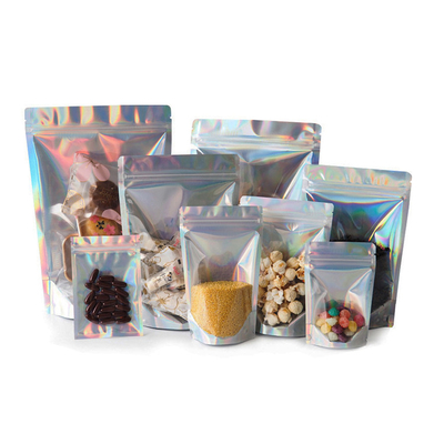 kaufen 4.7x7.9 Zoll wiederverschließbare Mylar-Holographische Ziplock-Folien-Stand-up-Taschen für Süßigkeiten Kaffee-Lebensmittelverpackungen online manufacture