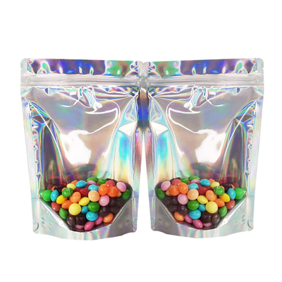 kaufen 5x7 Zoll Ziplock Wärmesiegelbare Holographische wieder verschließbare Stehbeutel für Partys Geschäftsverpackung Lebensmittellagerung online manufacture