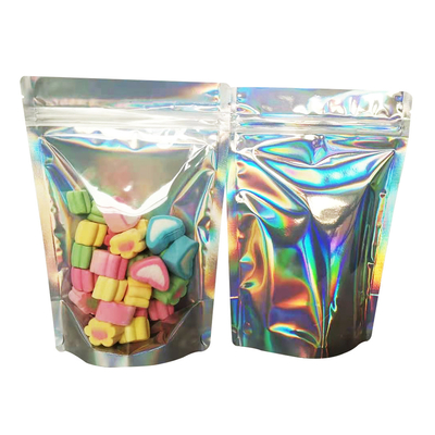 kaufen Wiederverschließbare Aluminiumfolie Offene Vorderseite 4x6 Holographische Stand-up Mylar Taschen für Schmuck Make-up Lipgloss Verpackung Aufbewahrung online manufacture