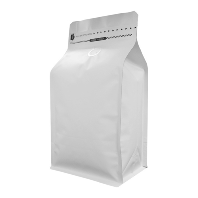 kaufen Aluminiumfolie Liner Matte Weiß 8 Oz Kaffeebeutel mit Klappe Quadrat Boden Reißverschluss Ziehband online manufacture