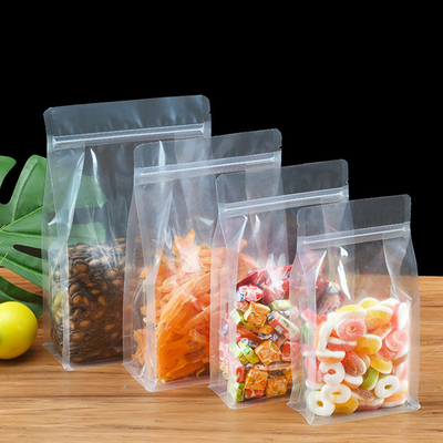 kaufen Kristallklare Wärmesiegel Quadratische Bodenbeutel für Haustierfutter / Snackverpackungen online manufacture