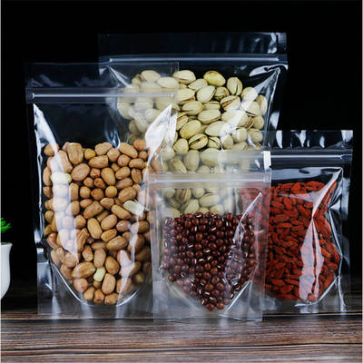kaufen Plastik-Wiederverschlussbare klare Stehbeutel mit Reißverschluss mit Tränenschlitze für Süßigkeiten, Snacks, Trockenfrüchte, Lebensmittelverpackungen online manufacture