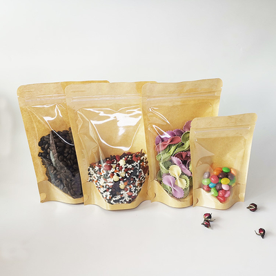 kaufen Durchsichtige Vorderrückseite Stand-up Kraftpapier Ziplock-Taschen 150 Mikronen durchsichtige Stand-up-Taschen online manufacture