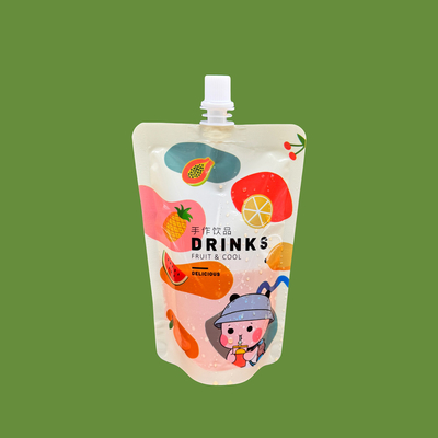 8 Unzen Einseitige klare Stand-up Custom Printed Spout Taschen für Kinder Getränke, Milch, Fruchtsaft, Kaffee, Getränke