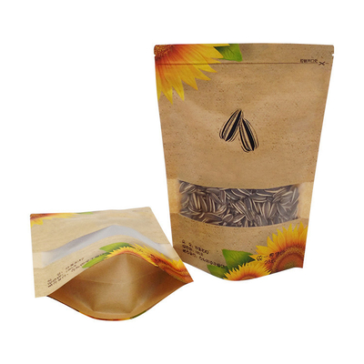 Wasserdichtes, wieder verschließbares Ziplock-Kraft-Stand-up-Taschen mit Fenster für Sonnenblumenkerne