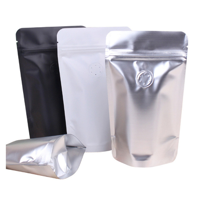8oz 0,5 lb Aluminium Weiß schwarz Kaffeebeutel mit Entgasventil Stehen mit wieder verschließbarem Reißverschluss