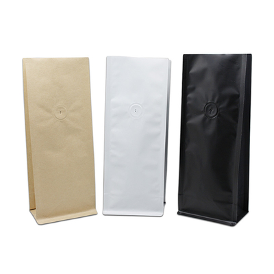 0.5lb 1lb Braun Weiß Schwarz Folie ausgekleidet Flachboden Kraftpapierbeutel mit Zinnband Schließung und Entgasventil