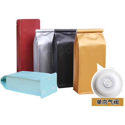 1 lb 2 lb Aluminiumfolie Quadrat Boden Kaffeebohnenbeutel mit Ventil Tin Tie