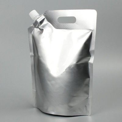 Anpassbarer Griff Top Aluminiumfolie Stehen Taschenbeutel mit Auslass und Deckel für Flüssiggetränke Verpackung